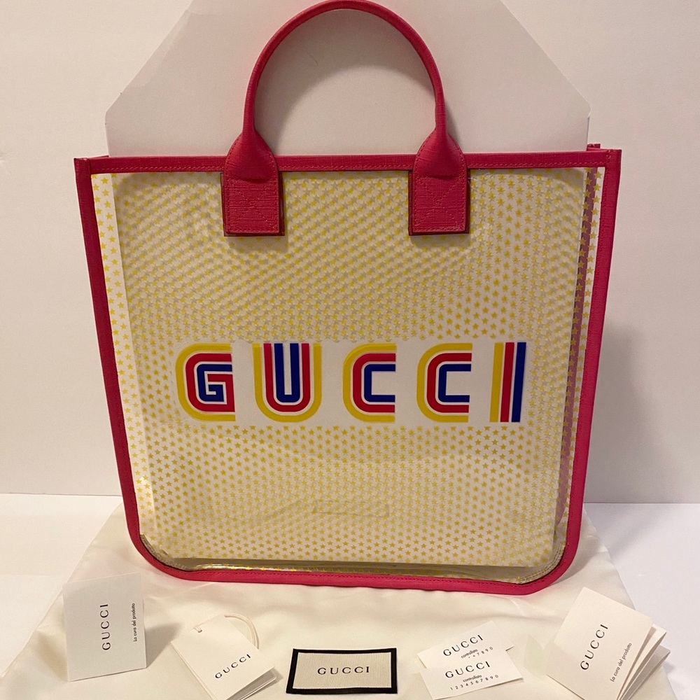 SOLD Authentic Gucci Amore Rainbow Vinyl Tote